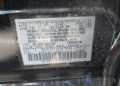 2021 Nissan Sentra S Xtronic Cvt from USA, damaged, VIN 3N1AB8BV1MY211941